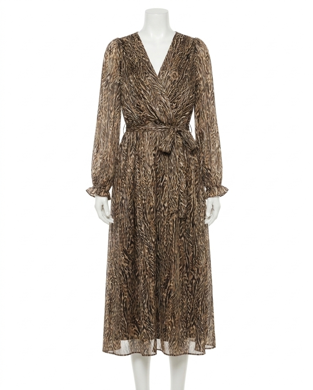 NEW MOLLY BRACKEN lara animal print midi dress in camel
